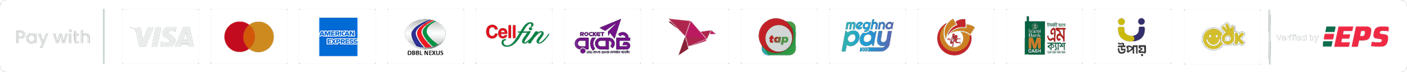 Supported Payment Methods (bKash, Nagad, Rocket, Visa, Mastercard, Amex, NexusPay, Cellfin, EPS)